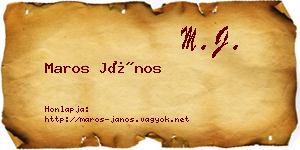 Maros János névjegykártya